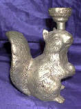 Silver Plated Bronze Squirrel Candle Holder