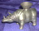 Silver Plated Bronze Rhinoceros Candle Holder