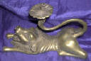Silver Plated Bronze Lion Candle Holder