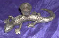 Silver Plated Bronze Gecko Candle Holder