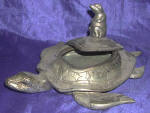 Silver Plated Bronze Turtle Ashtray