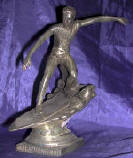 Silver Plated Bronze Human Form Surfer