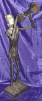 Silver Plated Bronze Trumpet Player Human Sculpture